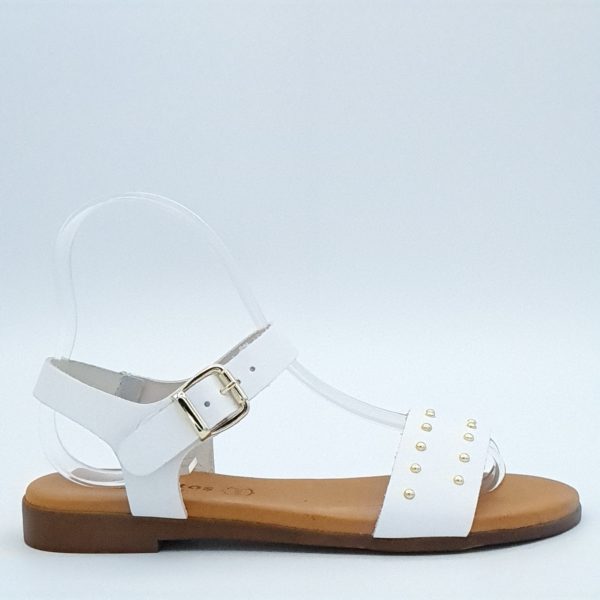 Sandales plates Eva Frutos profil blanches